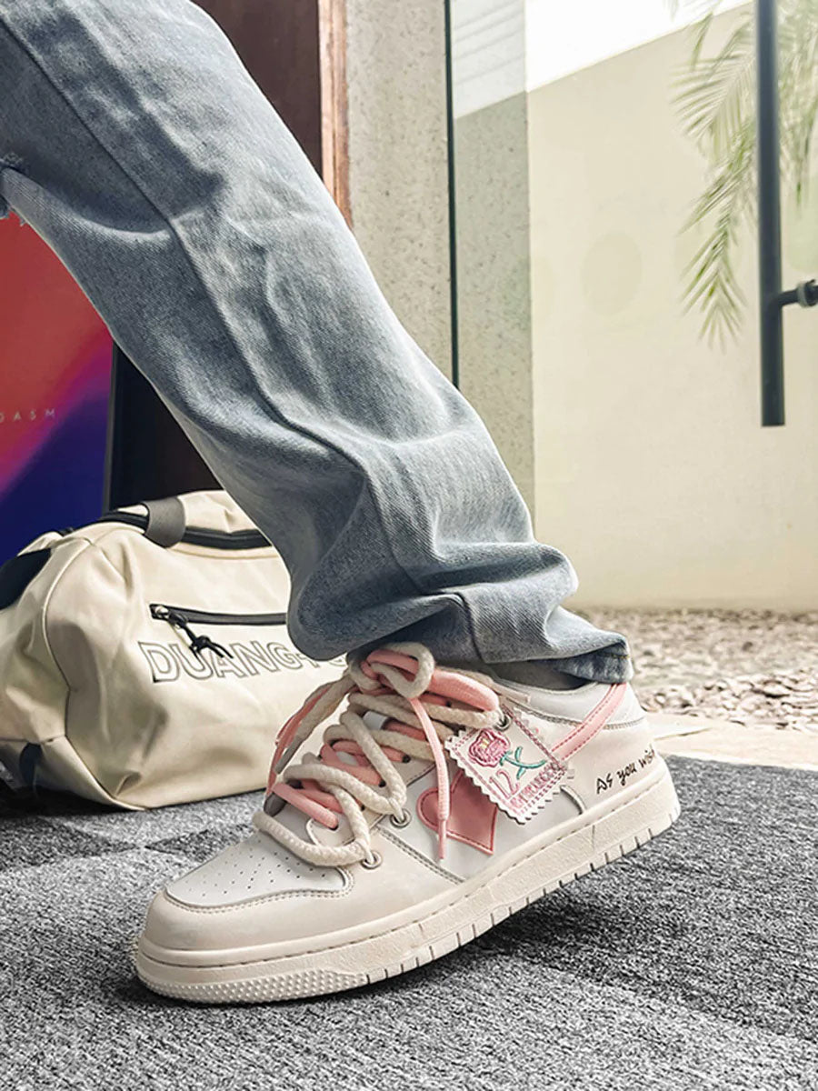 Kicksteria - Versatile Rose Stamp Print Board Casual Shoes-kicksteria.com