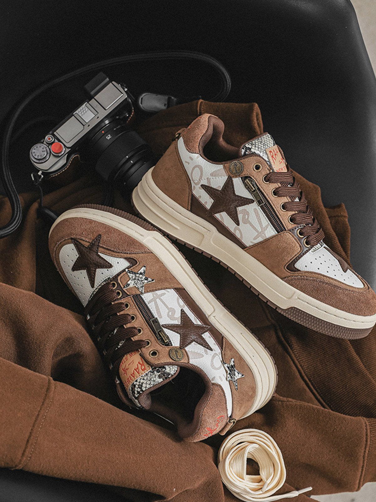 Kicksteria - Vintage Star Patchwork Skate Shoes-kicksteria.com