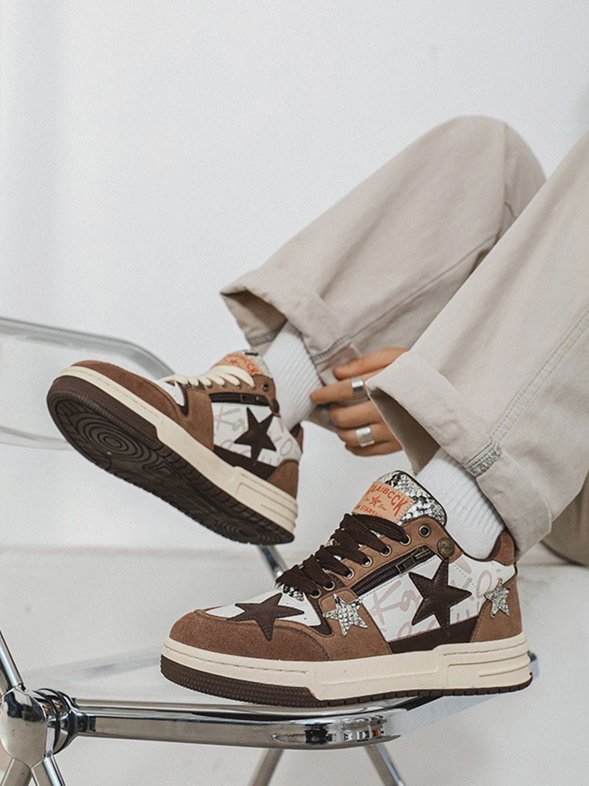 Kicksteria - Vintage Star Patchwork Skate Shoes-kicksteria.com
