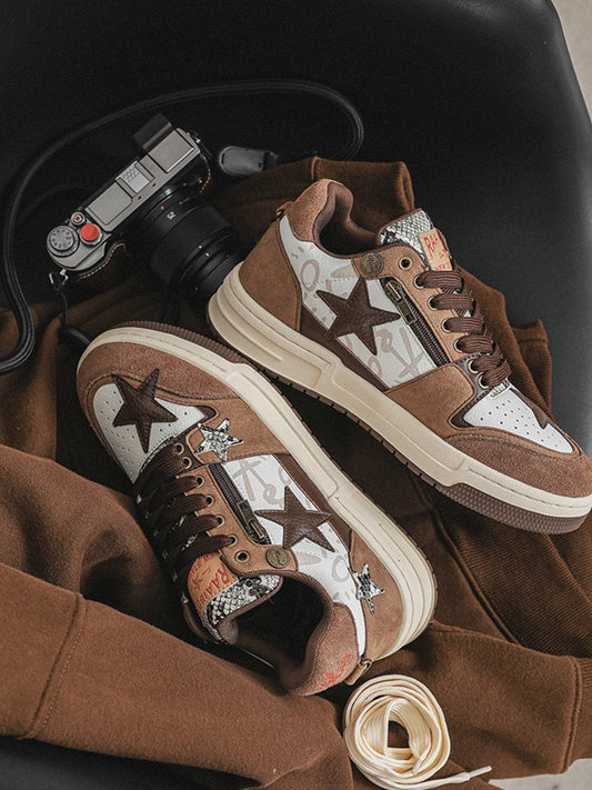 Kicksteria - Vintage Star Patchwork Skate Shoes-kicksteria.com